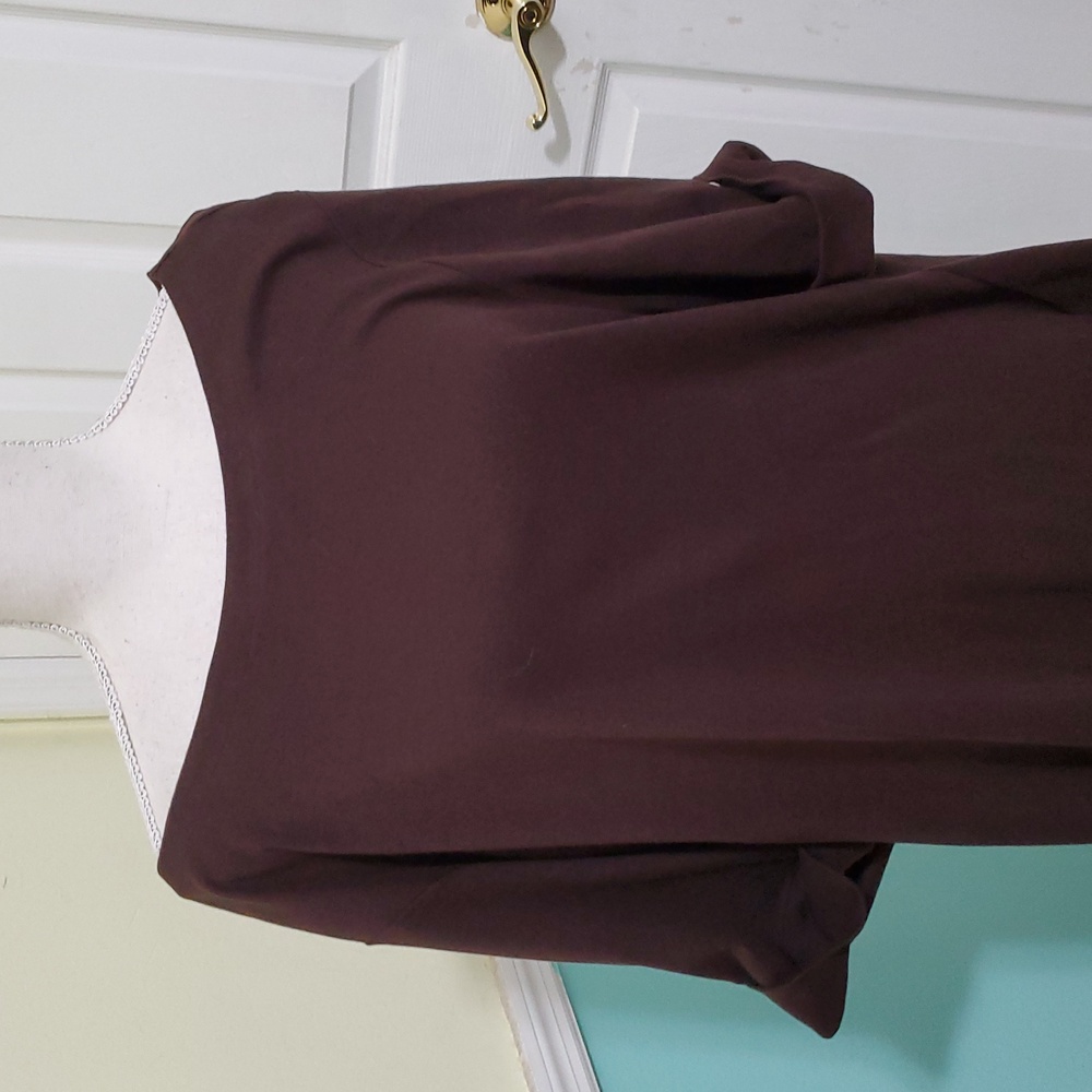 Karen Scott Brown Elegant Boat Neck Elbow Rolled Sleeves Soft Knit Top 2X - Picture 3 of 10